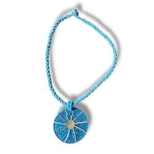 Vintage Aqua Sparkle Pendant Necklace